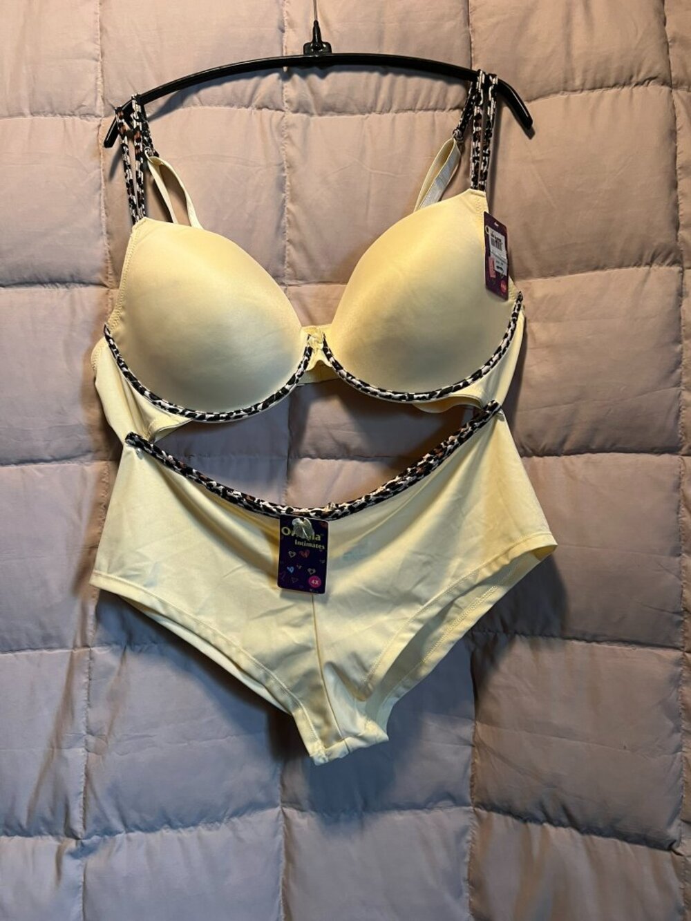 ORNELLA Underwire Padded-  Plus Size Bra and matching Panties YELLOW